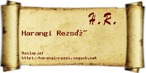 Harangi Rezső névjegykártya